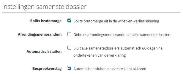 Beheer Parter - Instellingen samensteldossier - Bespreekverslag