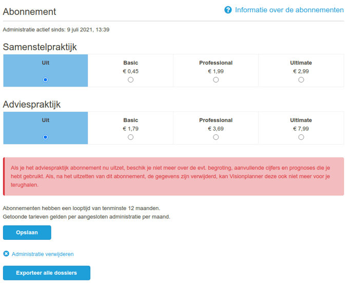 abonnement uitzetten